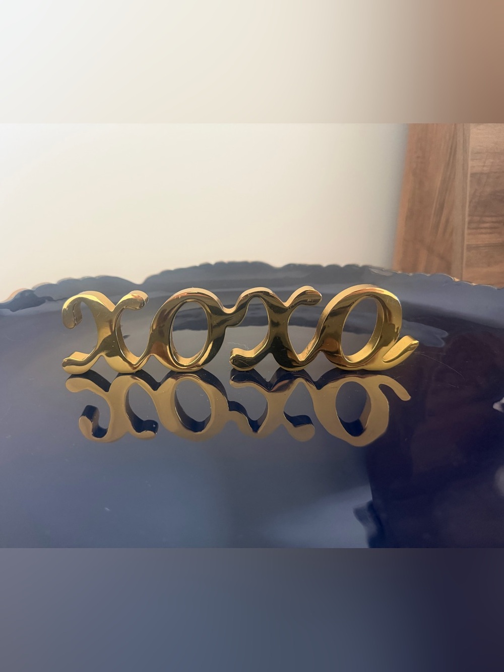 Cursive XOXO Cast Iron Gold Finish Table Decor